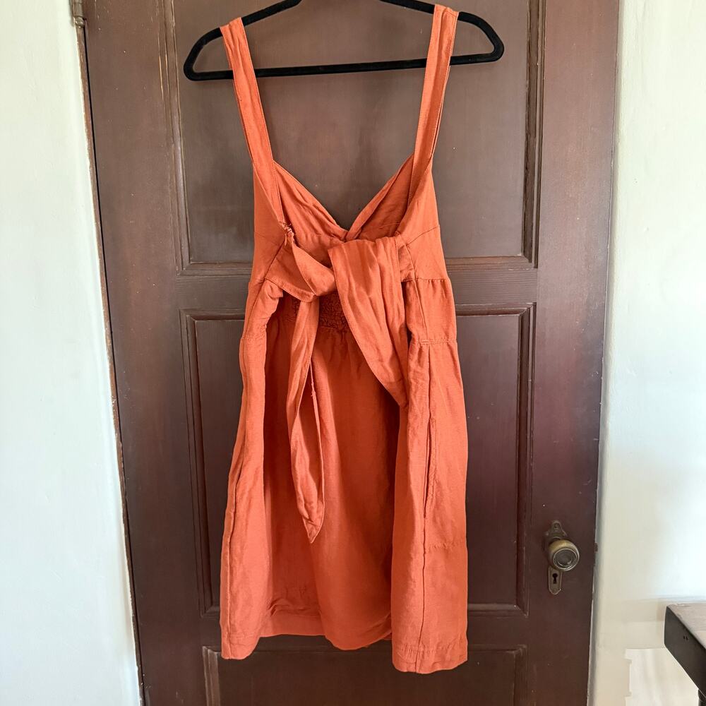 MAEVE | Rust Linen Blend Tie Back Twist Front Sundress Boho| Extra Large - Picture 3 of 8